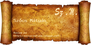 Szőcs Mátyás névjegykártya